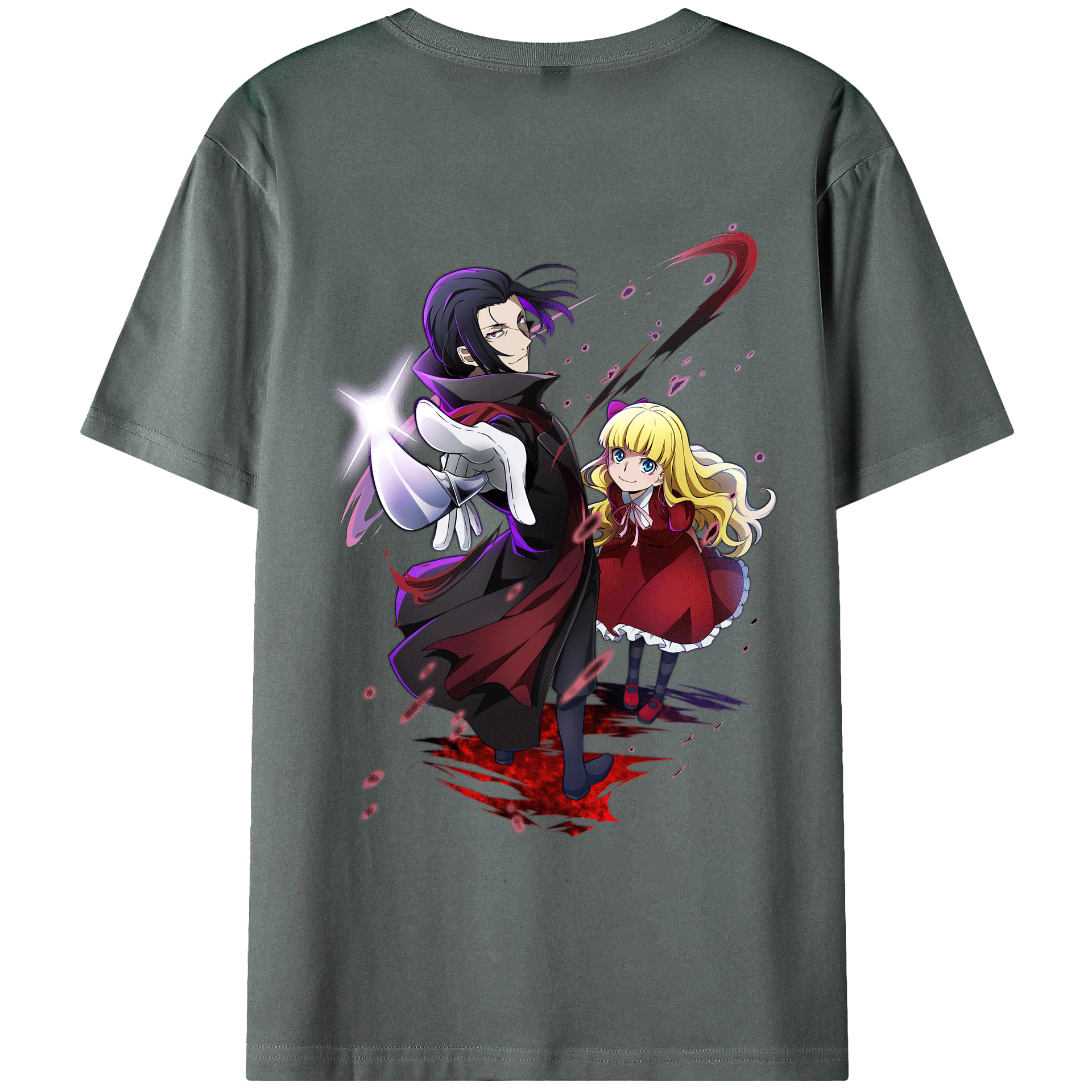 （画像用） 文豪ストレイドッグス Bungo Stray Dogs 綿100％ メンズ半袖Tシャツ（バックプリント） 通気性